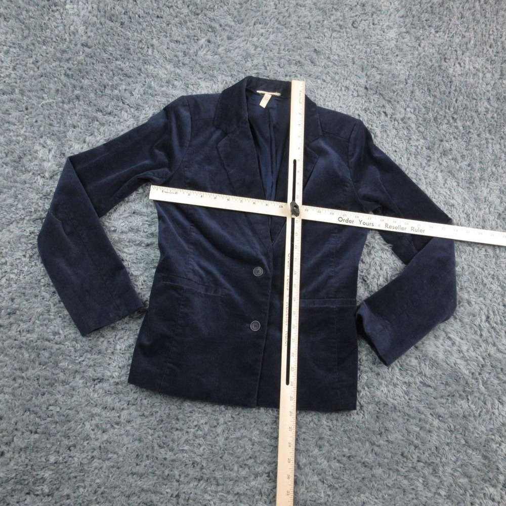 Eileen Fisher Blazer Womens 0 Navy Blue Corduroy Stretch Organic Cotton Jacket - Picture 3 of 16